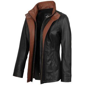 Erin Wide Lapel 2 Tone Leather Jacket Sz XXL NWOT